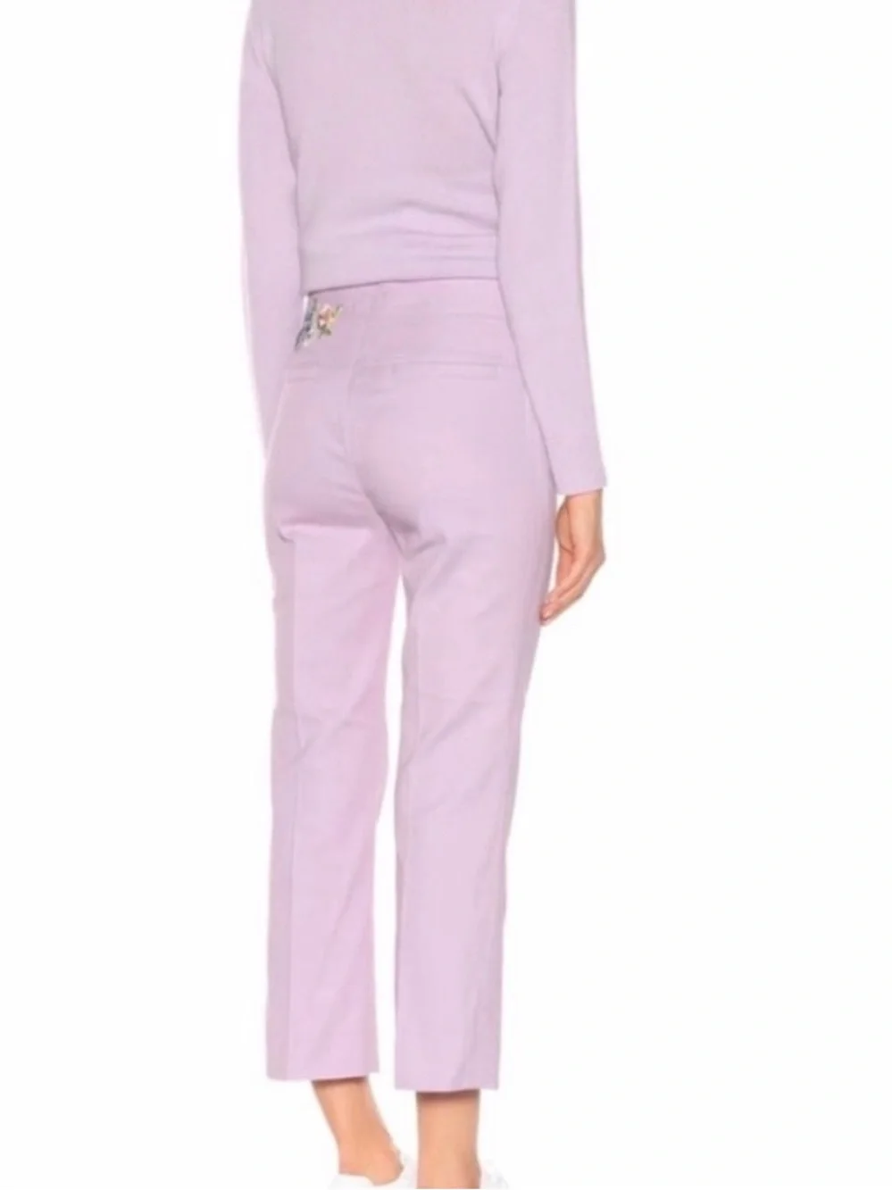 Coach x Selena Gomez Lilac Sequin Floral Appliqué Capri cropped Pants Rare